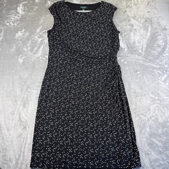 Lauren Ralph Lauren Dresses & Skirts - Lauren Ralph Lauren Cocktail Dress Women's 16 Black White Pattern Ruched (1283)